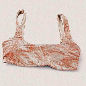 L*space Lizzie swirl pink white tie dye bikini top Size large new